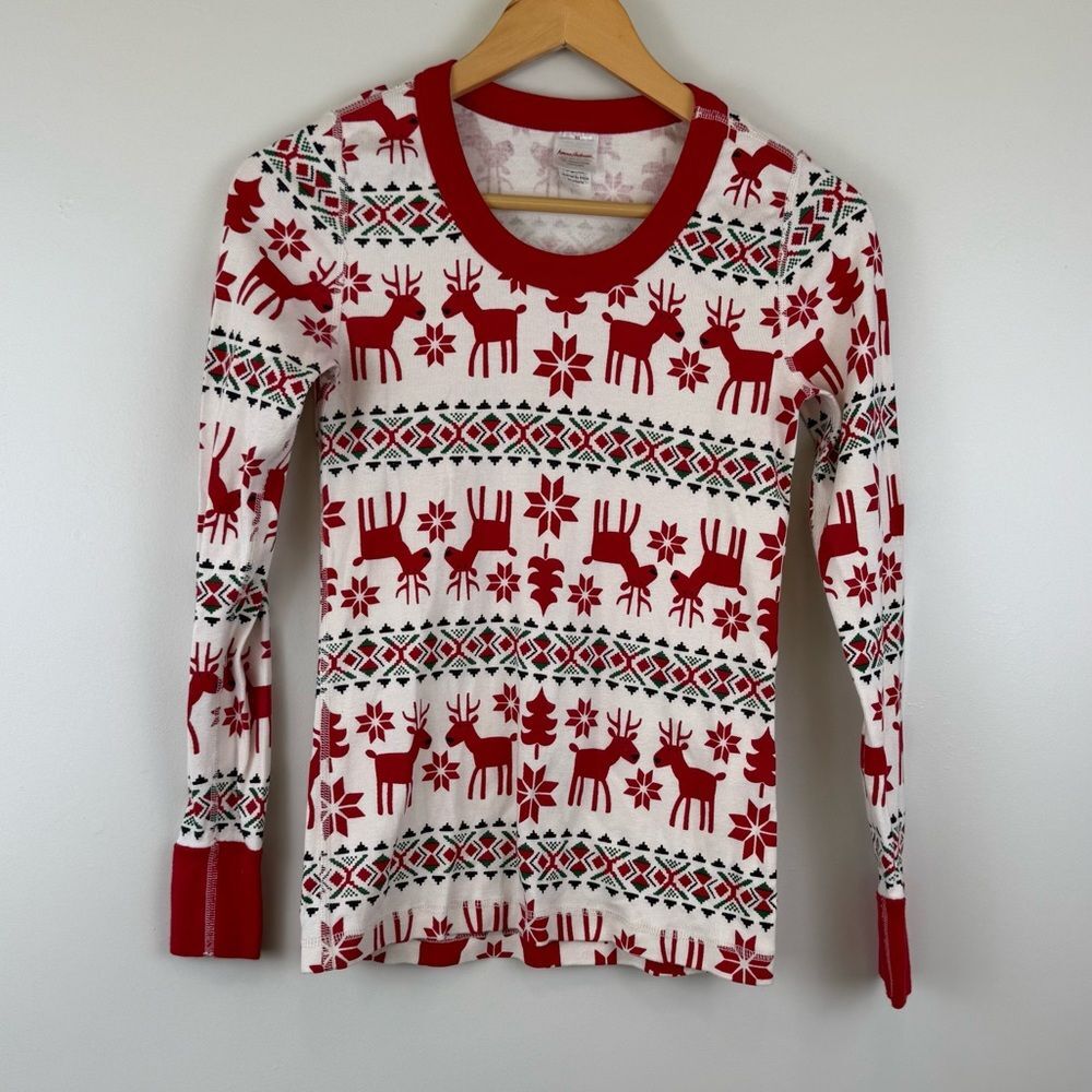 Hanna Andersson Long John Pajamas Top in Dear Deer Women's Size XS 60325